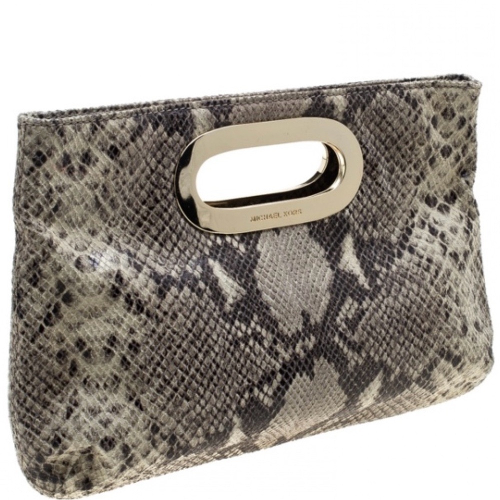 Michael Kors Python Embossed Leather Clutch